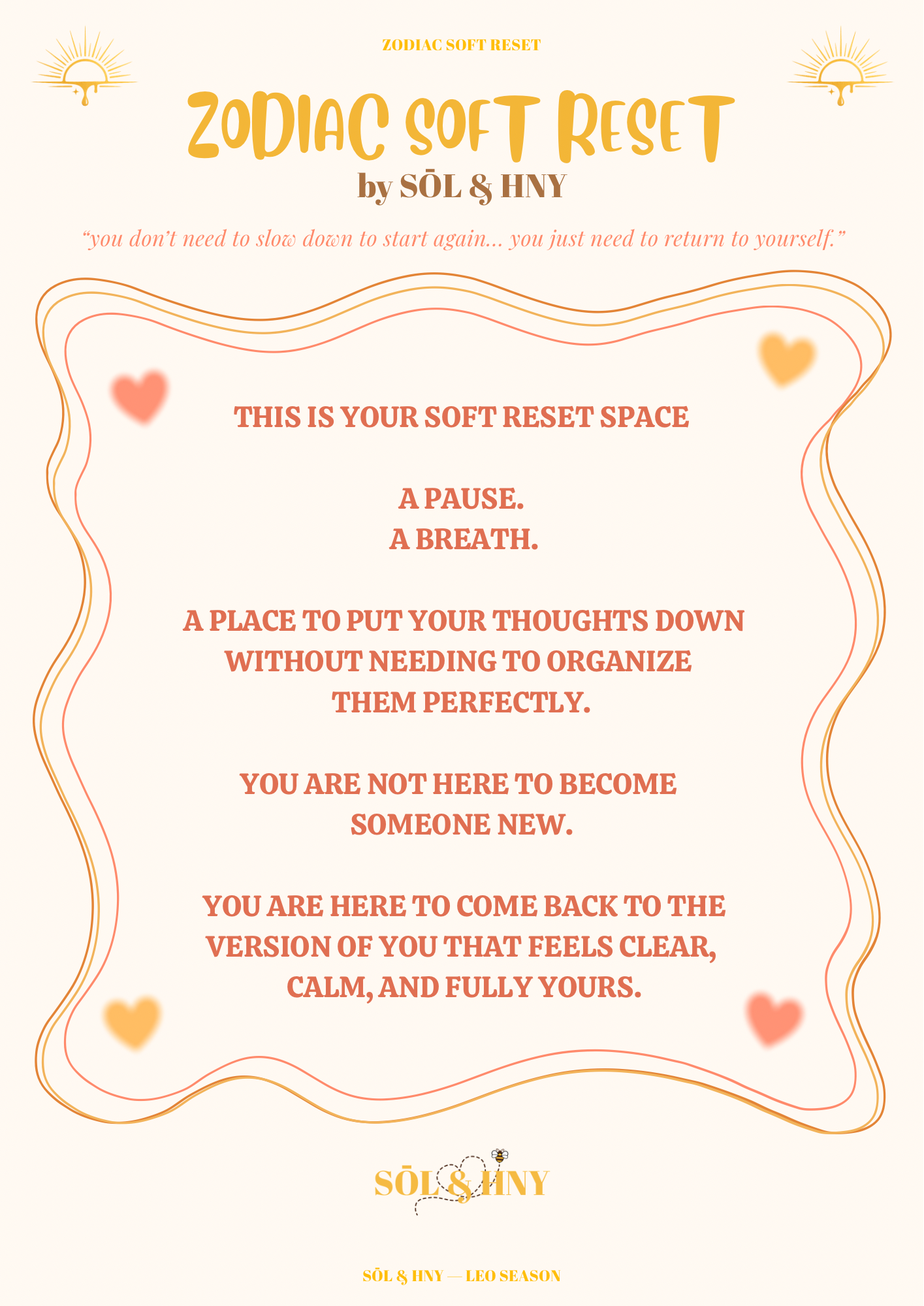 Zodiac Soft Reset : Leo Season ♌️