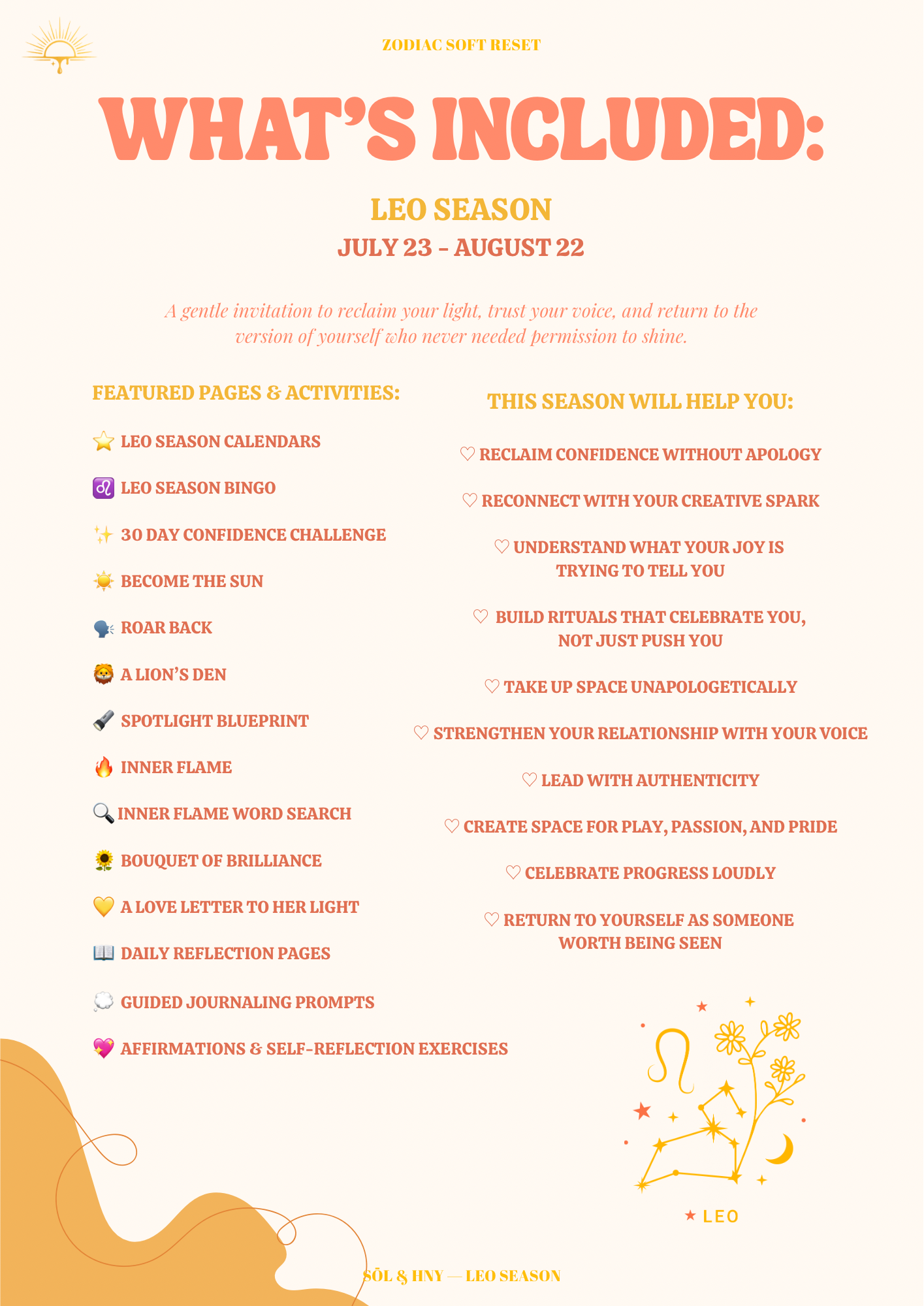 Zodiac Soft Reset : Leo Season ♌️